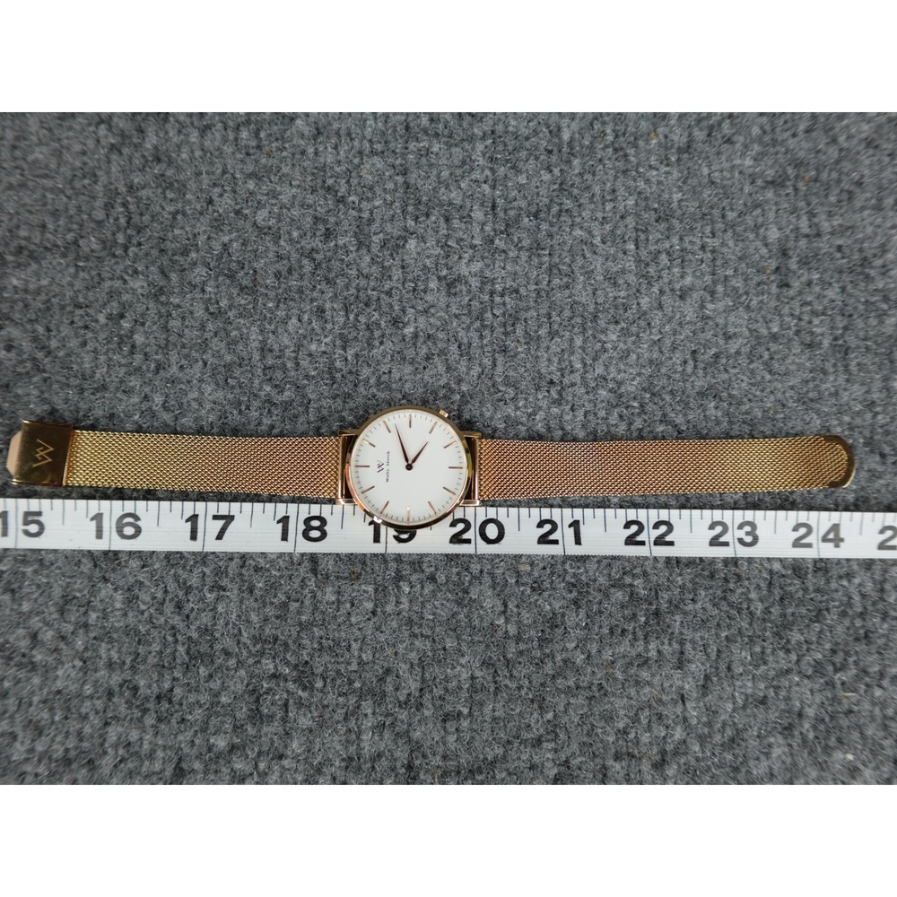 Welly Merck Rose Gold Mesh Band White Face Swiss Movement Sapphire Crystal Watch